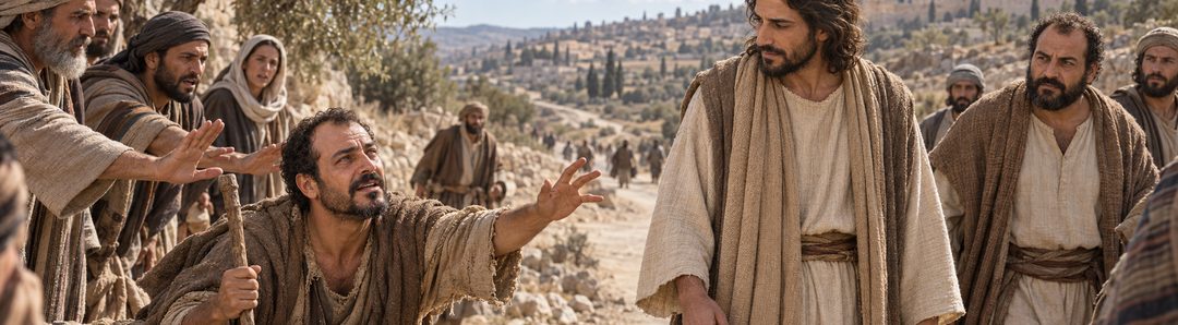 Illustratie bij: Bartimeüs roept Jezus aan als Zoon van David.