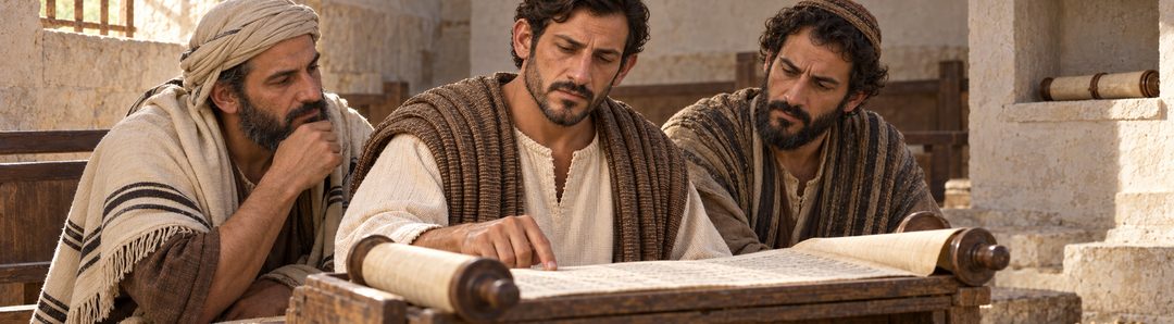 Illustratie bij: Mattheüs leest een profetenrol in de synagoge.