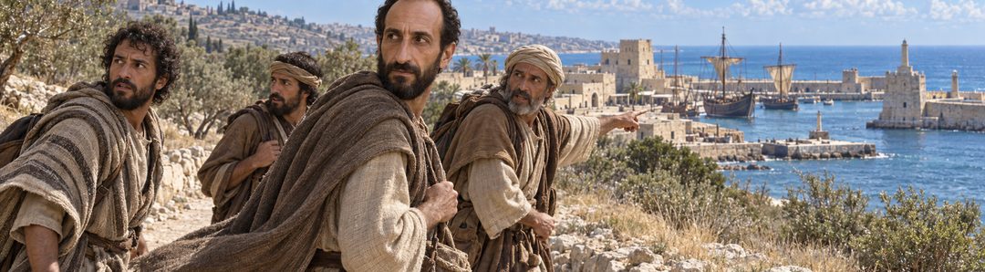 Illustratie bij: De broeders brengen Saulus naar Caesarea.