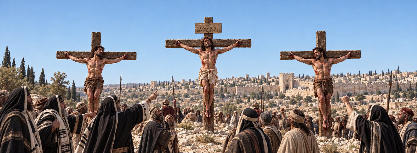 Illustratie bij: Jezus redt anderen door Zelf aan het kruis te blijven.