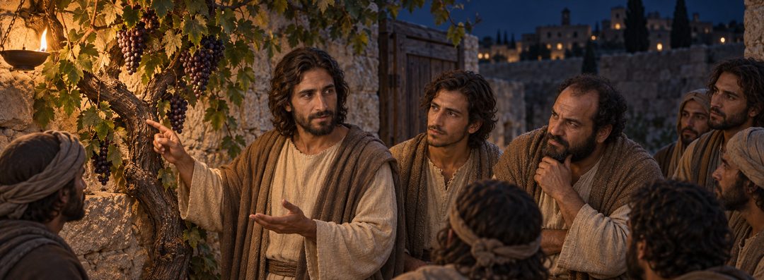 Illustratie bij: Jezus onderwijst over de ware wijnstok.