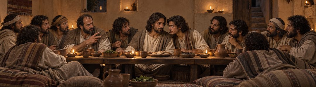 Illustratie bij: De geliefde discipel zit bij Jezus tijdens het laatste avondmaal.