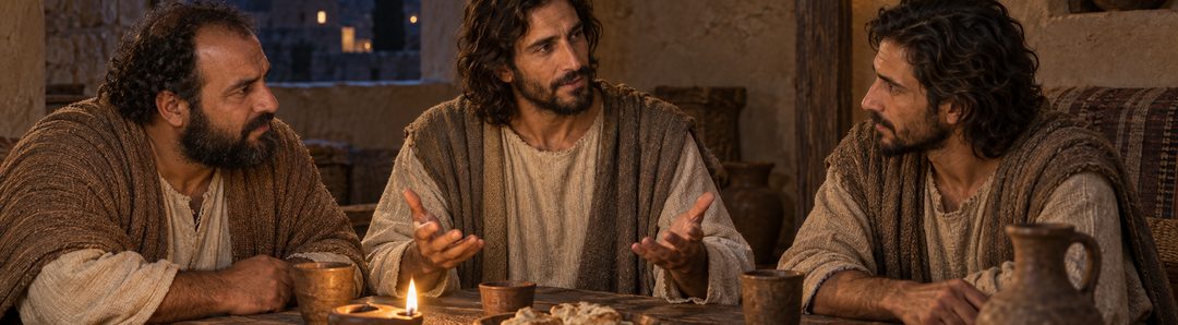 Illustratie bij: De discipelen leren de Vader in Jezus’ naam te bidden.