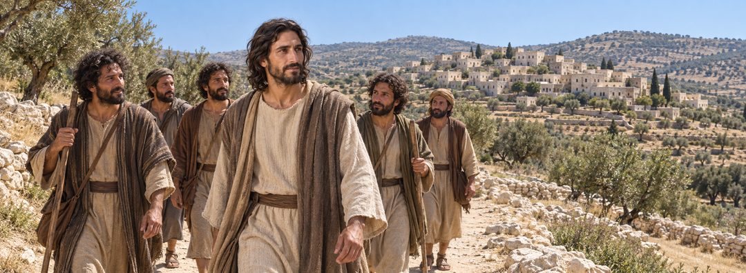 Illustratie bij: Jezus keert met Zijn discipelen terug naar Nazareth.