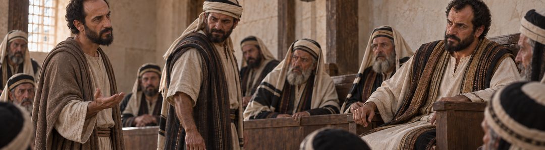 Illustratie bij: Paulus verdedigt zich voor het Sanhedrin.