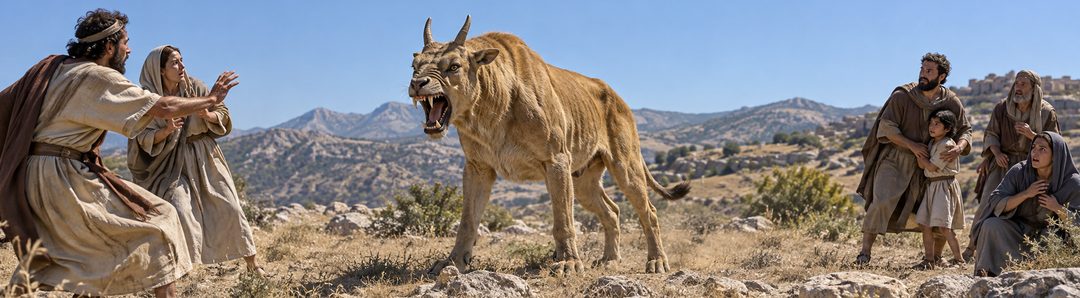 Illustratie bij: Het lamachtige beest spreekt als de draak.