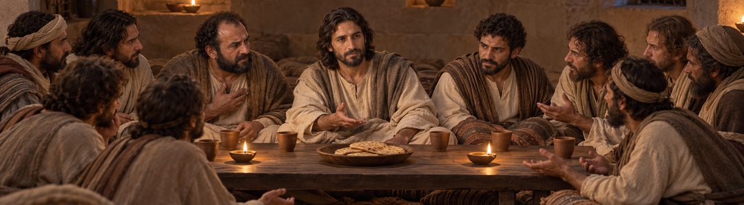 Illustratie bij: De bedroefde discipelen vragen wie Jezus zal verraden.
