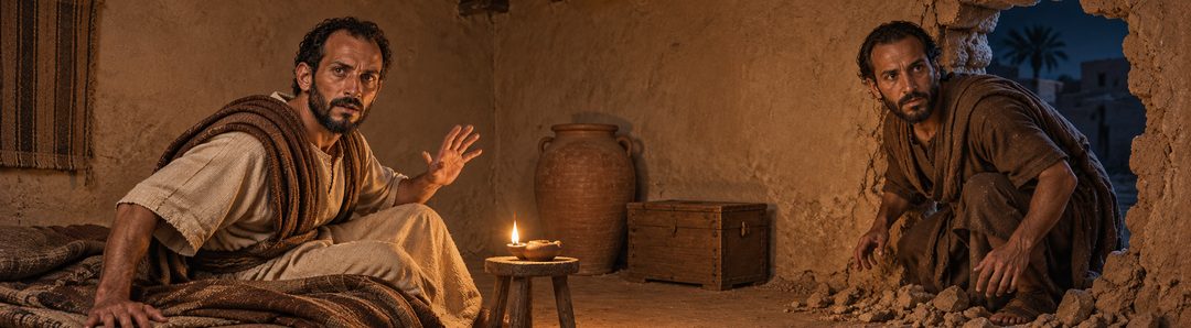 Illustratie bij: Een huisbezitter wordt door een dief verrast.
