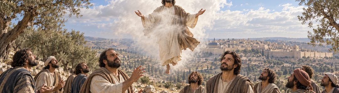 Illustratie bij: Jezus stijgt op na zijn laatste opdracht aan de leerlingen.
