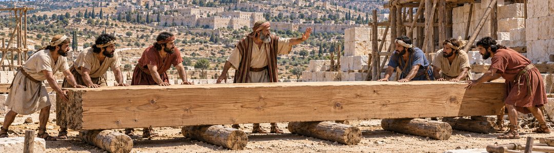 Illustratie bij: Israëlieten en Feniciërs bouwen samen.