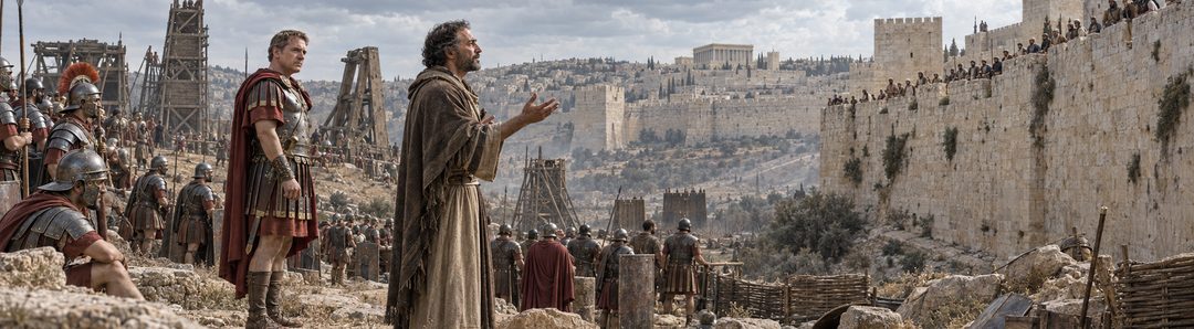 Illustratie bij: Josephus bemiddelt tijdens het Romeinse beleg van Jeruzalem.
